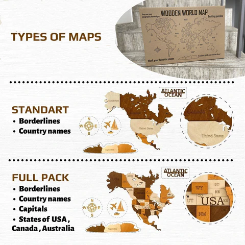 Wooden world map, 3d wooden world map, Handmade world map, Eco friendly wooden world map, Wooden world map puzzle, Wooden map with push pins