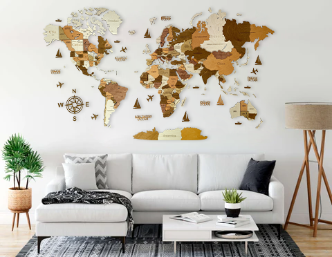 Wooden world map California, 3d wooden world map California, Handmade world map California, Eco friendly wooden world map California, Wooden world map puzzle California, Wooden map with push pins California