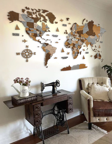 Wooden world map Sahara, 3d wooden world map Sahara, Handmade world map Sahara, Eco friendly wooden world map Sahara, Wooden world map puzzle Sahara, Wooden map with push pins Sahara