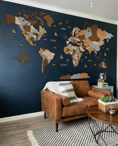 Wooden world map Sahara, 3d wooden world map Sahara, Handmade world map Sahara, Eco friendly wooden world map Sahara, Wooden world map puzzle Sahara, Wooden map with push pins Sahara