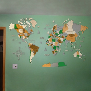3 examples for a Wooden Map on a colorful wall