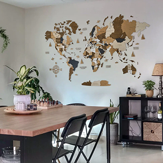 Peek into Wooden World Map owners' home around the globe