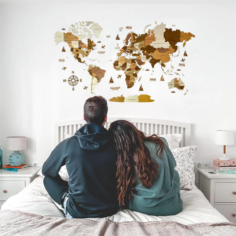 Wooden world map California, 3d wooden world map California, Handmade world map California, Eco friendly wooden world map California, Wooden world map puzzle California, Wooden map with push pins California
