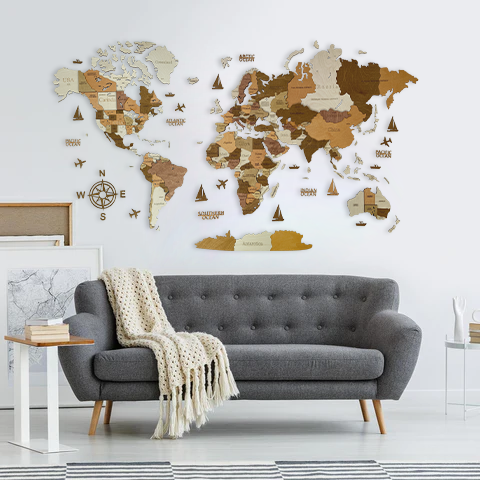 Wooden world map California, 3d wooden world map California, Handmade world map California, Eco friendly wooden world map California, Wooden world map puzzle California, Wooden map with push pins California