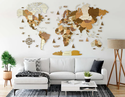 Wooden world map California, 3d wooden world map California, Handmade world map California, Eco friendly wooden world map California, Wooden world map puzzle California, Wooden map with push pins California