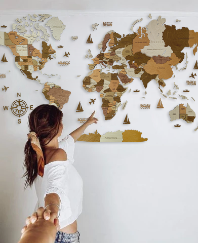 Wooden world map California, 3d wooden world map California, Handmade world map California, Eco friendly wooden world map California, Wooden world map puzzle California, Wooden map with push pins California