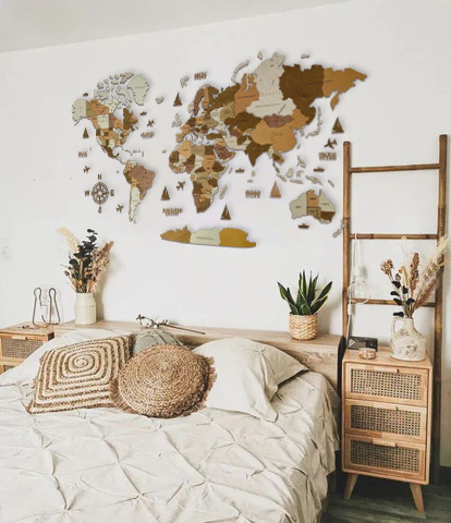 Wooden world map California, 3d wooden world map California, Handmade world map California, Eco friendly wooden world map California, Wooden world map puzzle California, Wooden map with push pins California