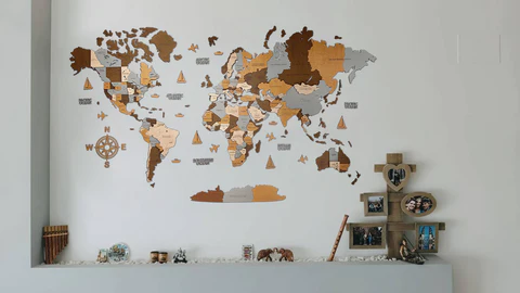 Wooden world map Sahara, 3d wooden world map Sahara, Handmade world map Sahara, Eco friendly wooden world map Sahara, Wooden world map puzzle Sahara, Wooden map with push pins Sahara
