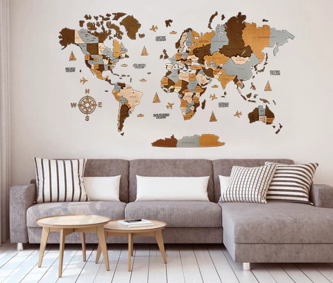 Wooden world map Sahara, 3d wooden world map Sahara, Handmade world map Sahara, Eco friendly wooden world map Sahara, Wooden world map puzzle Sahara, Wooden map with push pins Sahara