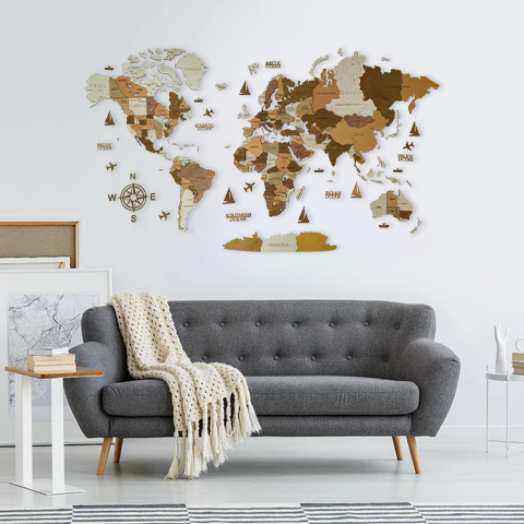 Wooden world map California, 3d wooden world map California, Handmade world map California, Eco friendly wooden world map California, Wooden world map puzzle California, Wooden map with push pins California