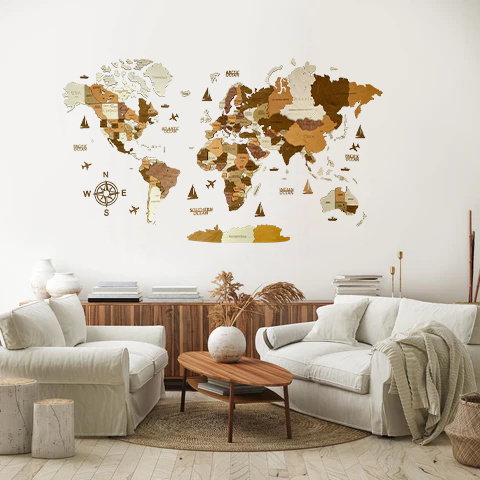 Wooden world map California, 3d wooden world map California, Handmade world map California, Eco friendly wooden world map California, Wooden world map puzzle California, Wooden map with push pins California