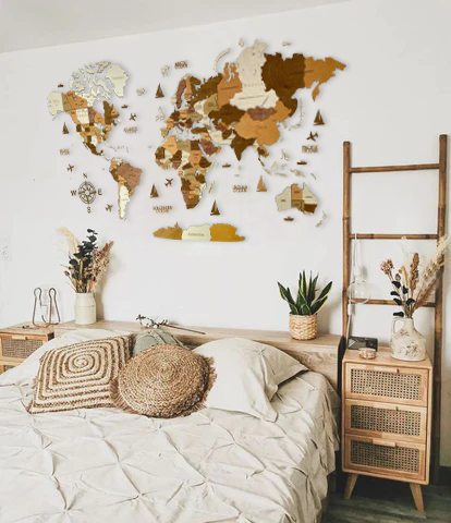 Wooden world map California, 3d wooden world map California, Handmade world map California, Eco friendly wooden world map California, Wooden world map puzzle California, Wooden map with push pins California