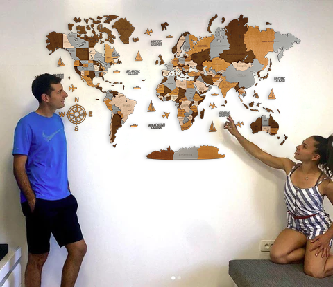 Wooden world map Sahara, 3d wooden world map Sahara, Handmade world map Sahara, Eco friendly wooden world map Sahara, Wooden world map puzzle Sahara, Wooden map with push pins Sahara